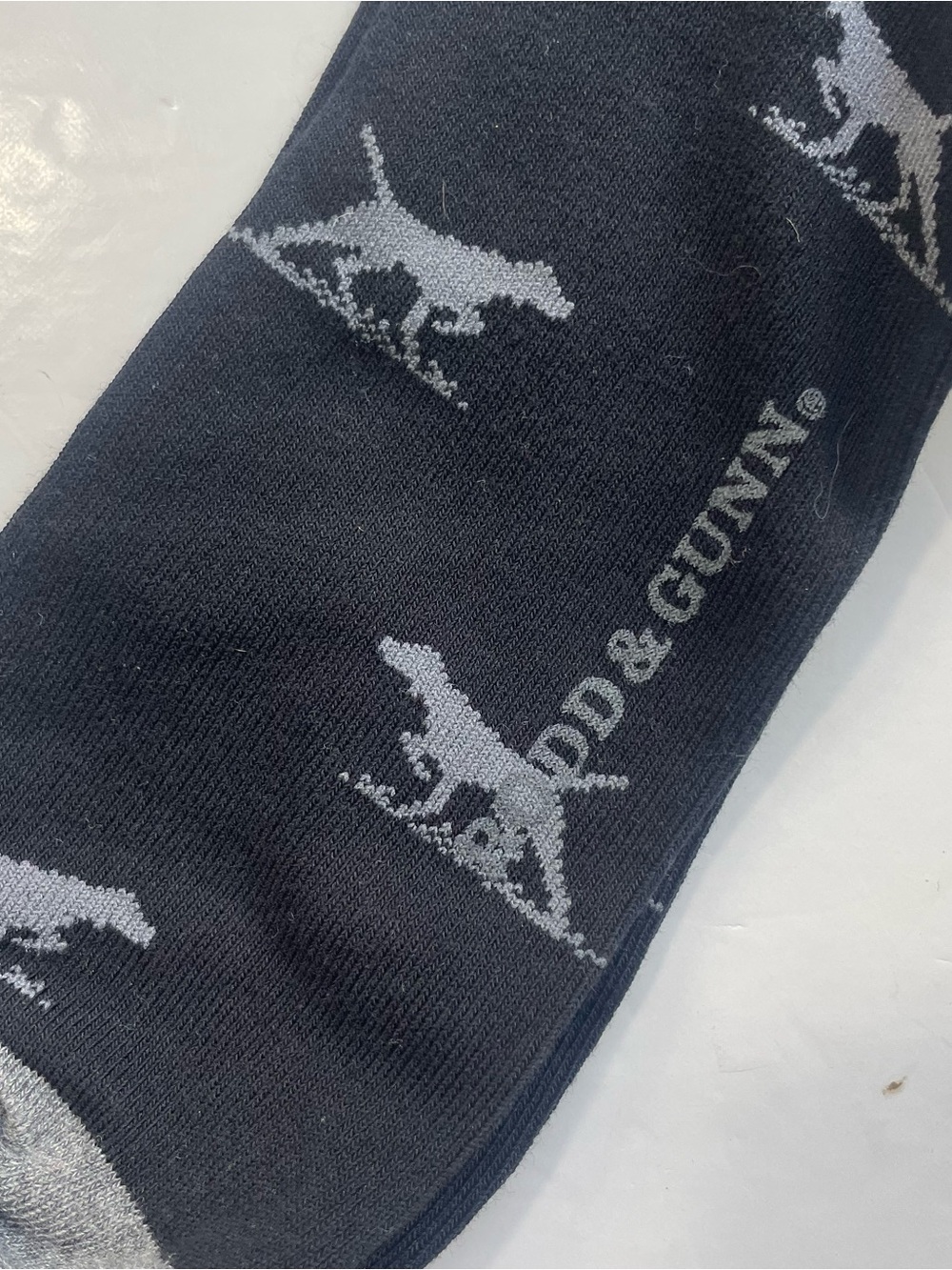 Rodd & Gunn Black Crew Socks with Grey Logo Pattern